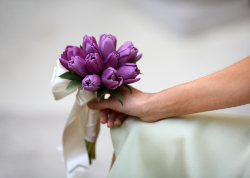 Tulips and Lilac flowers bouquet