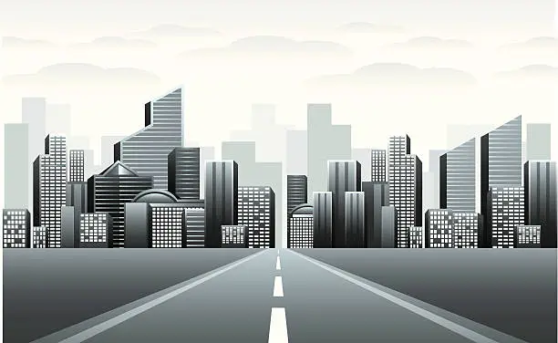 Vector illustration of Road to urban city