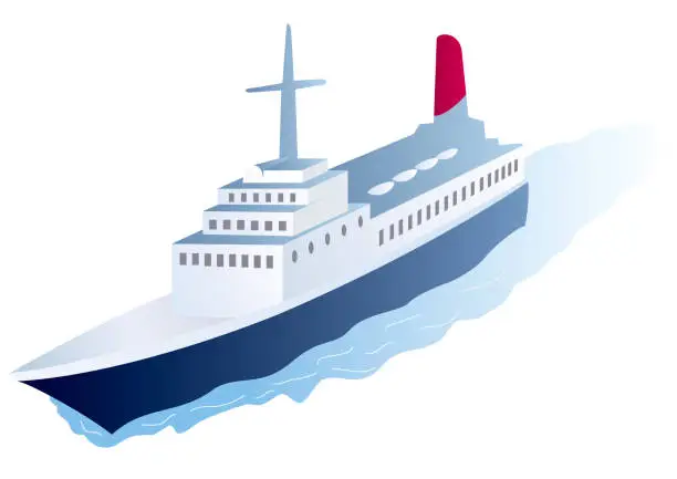 Vector illustration of A luxury liner that sails the sea with many passengers