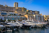 Luxury apartment buildings and yachts in the marina, Monte Carlo, Monaco