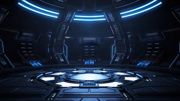 istock futuristic sci fi empty podium in room with for product presentation 1573495339