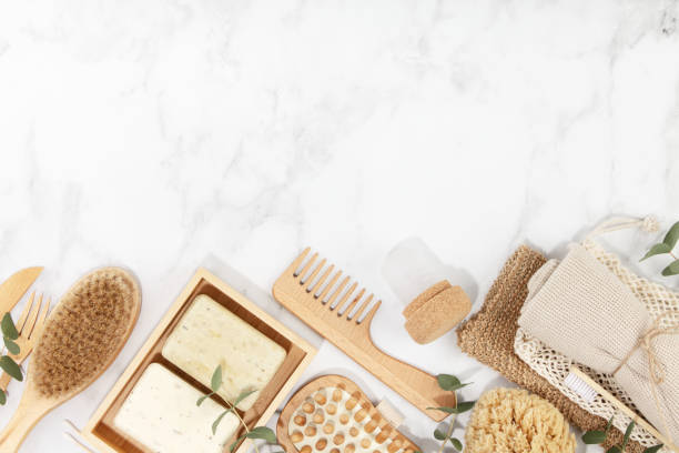 Natural bathroom accessories and handcrafted soap
