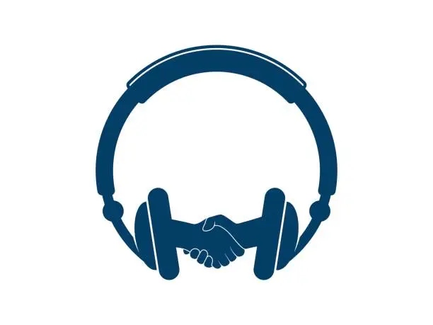 Vector illustration of Headphone with hand shake inside