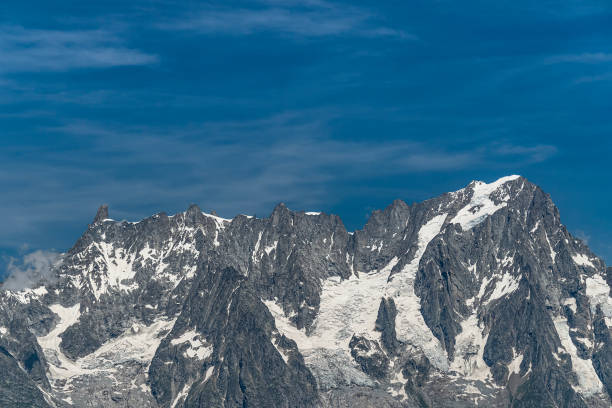 From Dent du Géant to Grandes Jorasses, the Mont Blanc massif The highest massif of Europe, the Mont Blanc dent du geant stock pictures, royalty-free photos & images