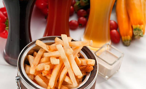 fresh french fries on a bucket