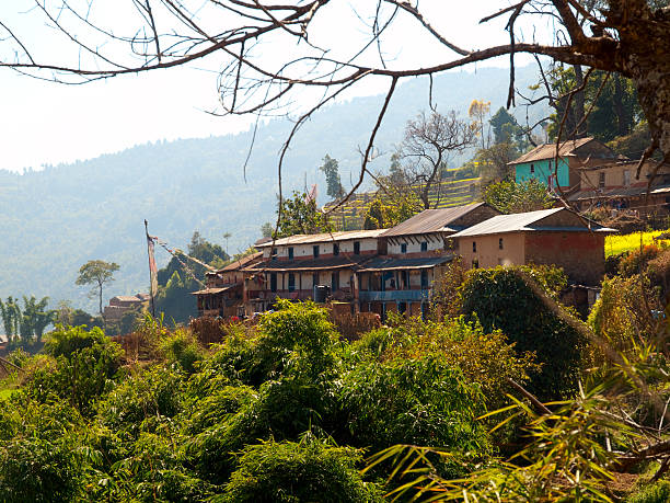 Nepali houses. The traditional Nepali landscape near Nagarkot. nagarkot photos stock pictures, royalty-free photos & images