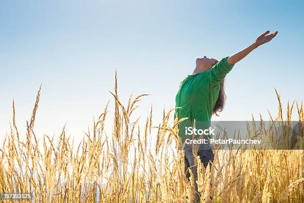 Happy In The Grass Stock Photo - Download Image Now - Hard Liquor, Picking Up, Stretching