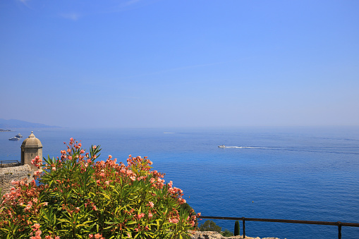 Calm sea with blue sea and sky in Principality of Monaco