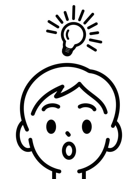 A boy has an idea, minimalist style, black and white outline Minimalist Style Characters Designs Vector Art Illustration.
A boy has an idea, minimalist style, black and white outline. man with a light bulb over his head stock illustrations