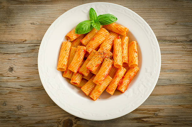 Maccheroni with tomato sauce stock photo