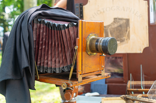 antique, 19th century, wooden, large format, camera,