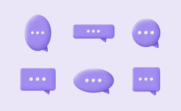 istock 3d speech bubble icon. Set of chatting box on purple background. Modern vector illustration 1573690645