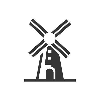 Vector illustration. Windmill, Mill icon.