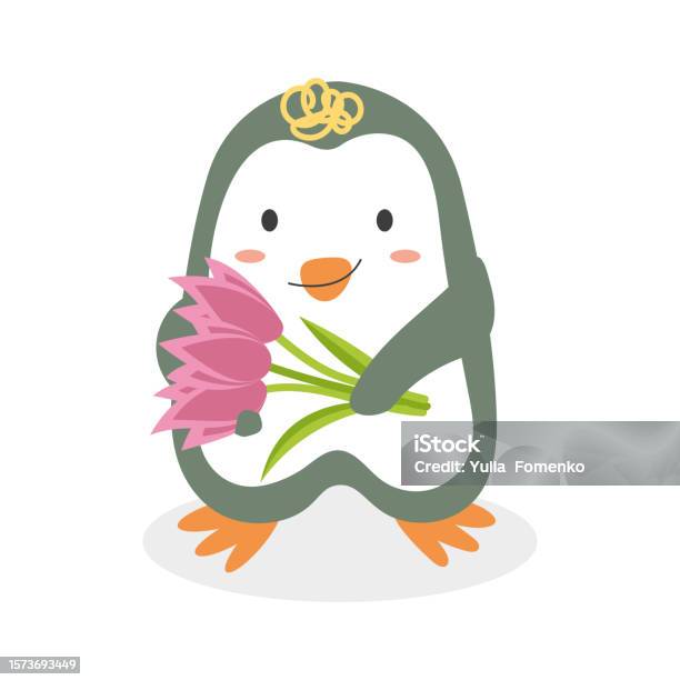 Spring Time Penguin Spring Penguins Stock Illustration - Download Image Now - Animal ...