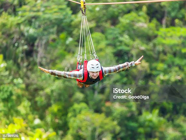 Zipline Stock Photo - Download Image Now - Zip Line, Men, Flying