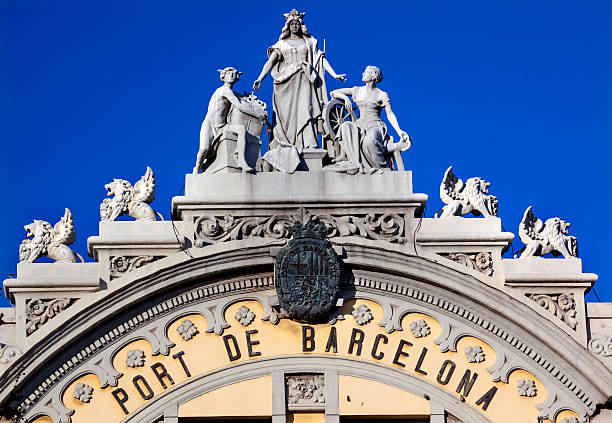 istock Port Authority Building Statues Barcelona Spain 157369767
