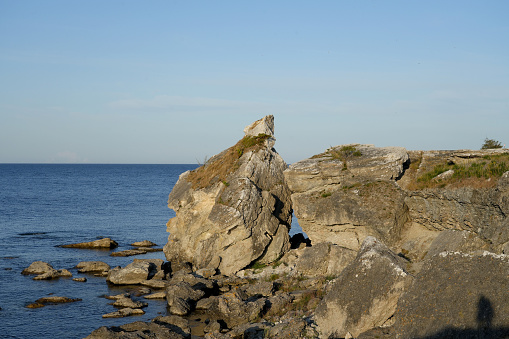 Lime stone rauk  formation on island Gotland