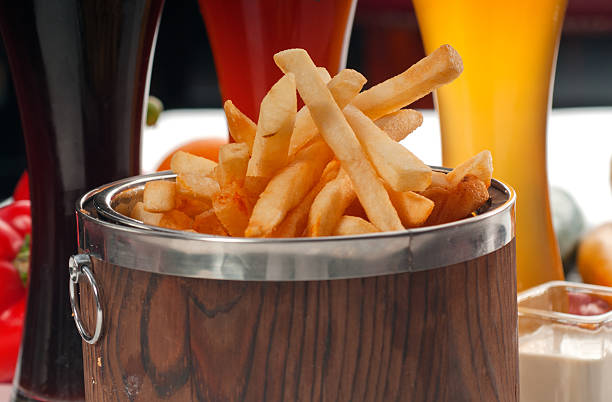 fresh french fries on a bucket