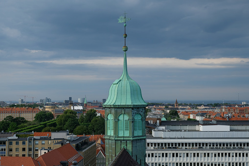 Bell tower of the Church of St. Nicholas (Nikolai-Kirche), Lutheran church located in the centre of Hamburg, Germany