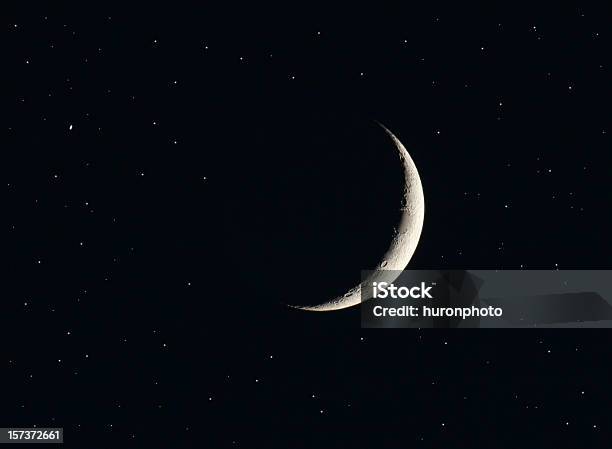 Mond Und Stars Stockfoto und mehr Bilder von Mond - Mond, Mondoberfläche, Halbmond - Form