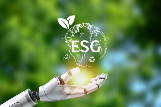 istock AI robot hand with environmental icons green technology and environmental technology science artificial intelligence and technology Clean Air Concept and Sustainable Development Goals 1573728603
