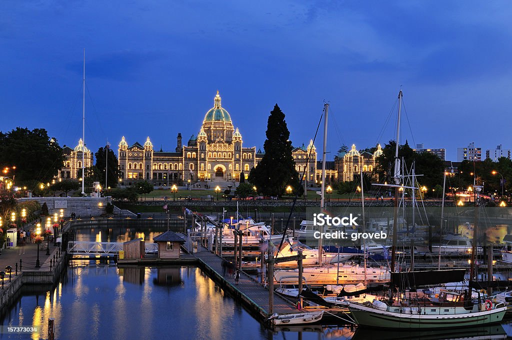 Night time in Victoria, British Columbia  British Columbia Stock Photo