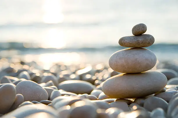 Stone composition on the beach.