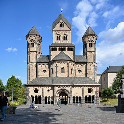 Historical Constance Cathedral (Konstanzer Muenster) isolated on blue sky in the city of Constance (Konstanz) in Baden-Wuerttemberg, Germany.