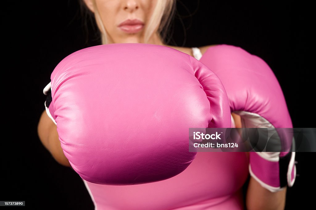 Female Boxer with Pink Boxing Gloves Female Boxer with Pink Boxing Gloves. Boxing - Sport Stock Photo