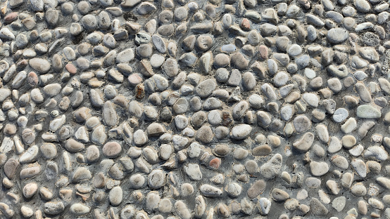 neat arrangement of stones in the courtyard