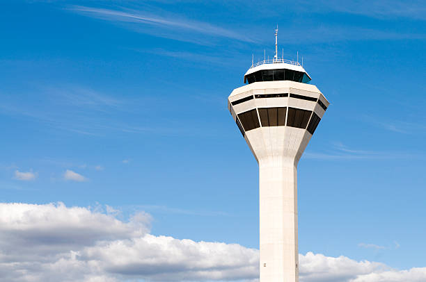 Air Traffic Control Tower Modern air traffic control tower at Perth airport, Western Australia. air traffic control tower stock pictures, royalty-free photos & images