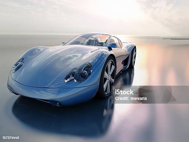 Samochód Sportowy Na Plaży - zdjęcia stockowe i więcej obrazów Niebieski - Niebieski, Samochód luksusowy, Samochód sportowy