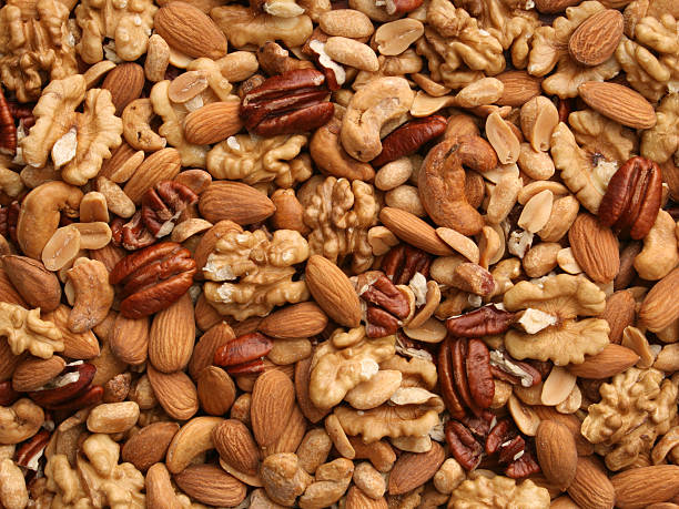 Nuts background stock photo