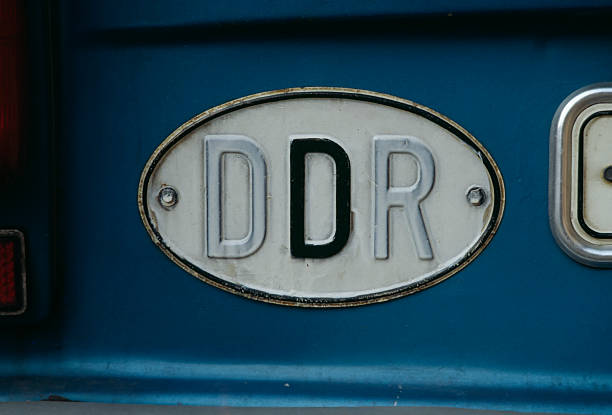 Old German Democratic Republic  Car Sign Old German Democratic Republic  Car Sign with hidden D and R = D, the sign of Germany east germany stock pictures, royalty-free photos & images