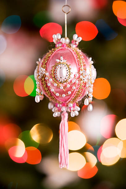 istock Antique Christmas Ornament with Blurred Tree Lights, Copy Space 157374893