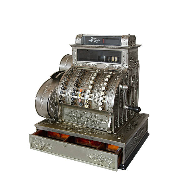 кассовый аппарат - cash register old coin wealth стоковые фото и изображения