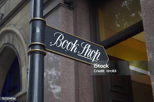 Ornate Sign For Book Shop Stock Photo - Download Image Now - Building Exterior, Engraved Image, Bookstore