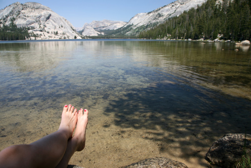 Sitting on the Lake Shore, Tenaya Lake, Yosemite