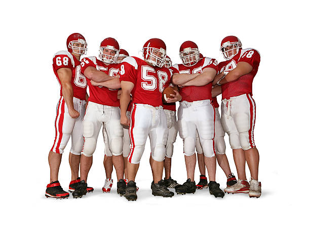 Offensive Line with Clipping Path Offensive line with major attitude.  offensive line stock pictures, royalty-free photos & images