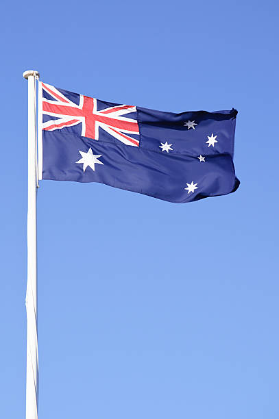 bandiera dell'australia-verticale - australian flag foto e immagini stock