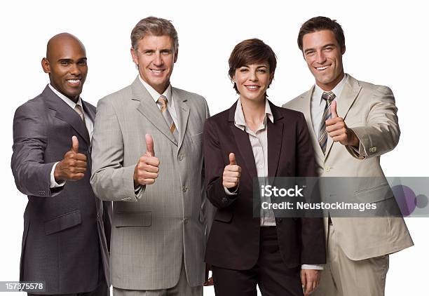 Group Of Happy Businesspeople Showing Thumbs Up Sign Stock Photo - Download Image Now