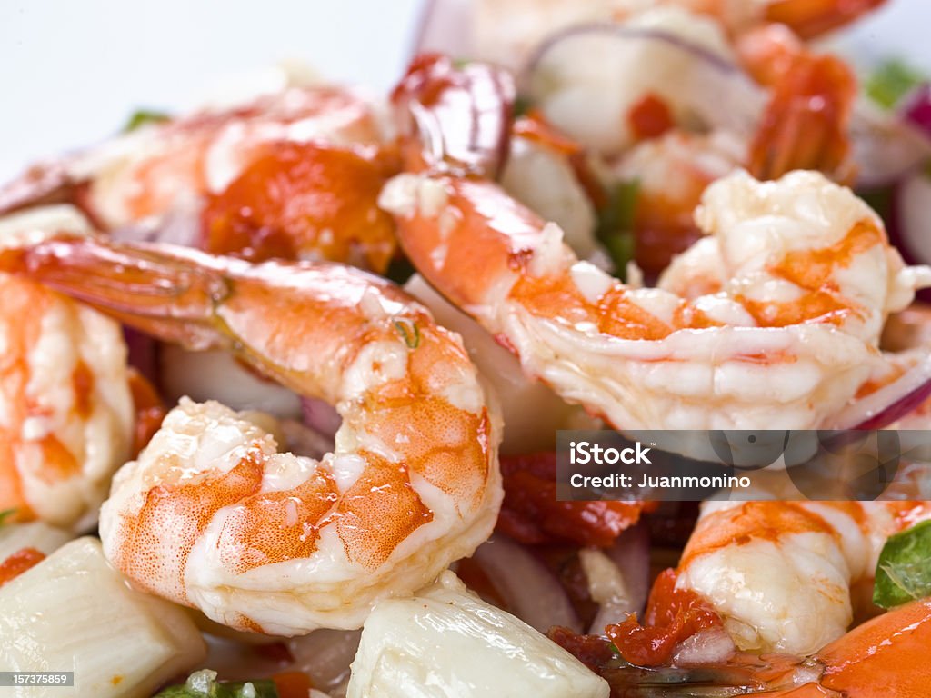 Shrimp and scallops salad  Close-up Stock Photo