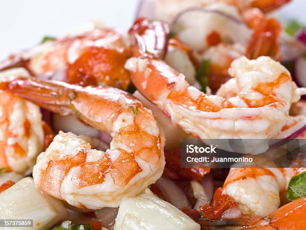 Shrimp And Scallops Salad Stock Photo - Download Image Now - Close-up, Cold Temperature, Color Image