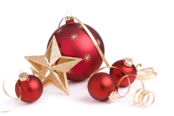 istock Christmas Baubles & Gold Ribbons (XXL) 157377591