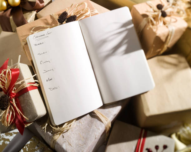 Christmas list with names..... stock photo