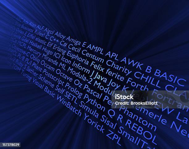 Linguaggi Di Programmazione Informatica - Fotografie stock e altre immagini di Affilato - Affilato, Blu, Composizione orizzontale