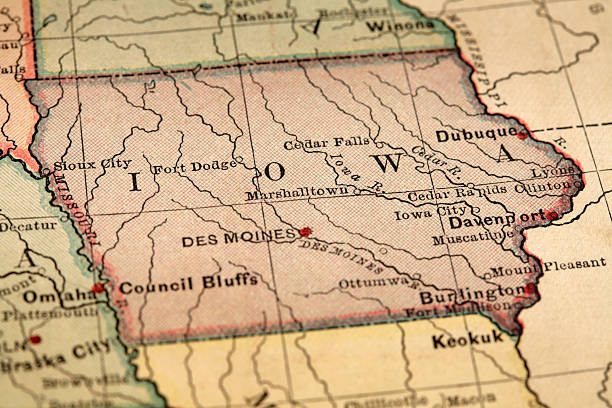 iowa - iowa map fotografías e imágenes de stock