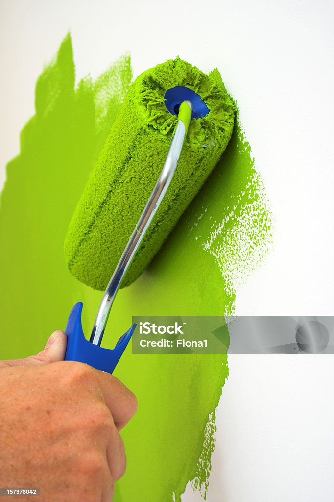 Pintura de parede verde - Foto de stock de Action Painting royalty-free