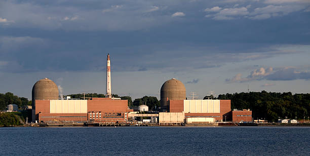 Nuclear Energy Power Plant on the Hudson River stock photo