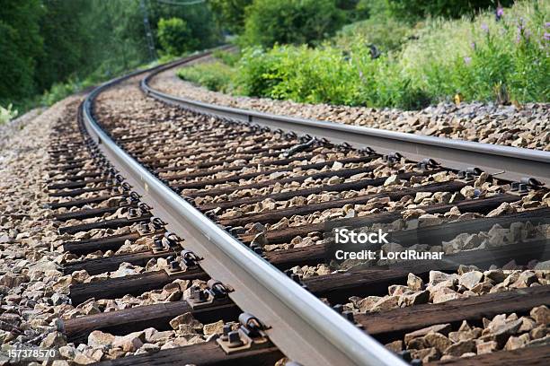 Railroad Track Stock Photo - Download Image Now - Railroad Track, Curve, Close To